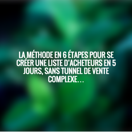 La méthode en 6 étapes pour se créer une liste d’acheteurs en 5 jours, sans tunnel de vente complexe…